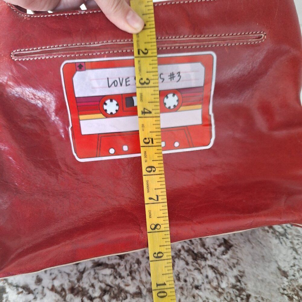 Cole Haan Red Leather Tote with Cassette Graphic. Cute and Classic! - Picture 11 of 14